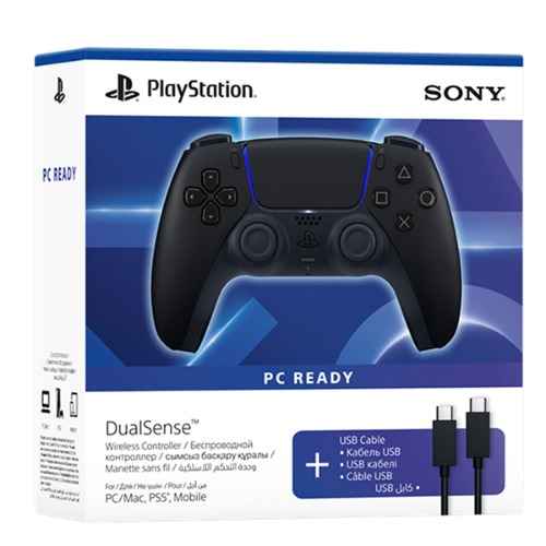 [PS5] 듀얼센스 무선 컨트롤러 미드나이트 블랙 + PC용 USB 케이블 /  PC 듀얼센스